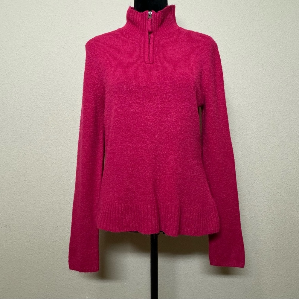Columbia sweater women medium nylon blend long sleeve 1/4 zip high neck pink